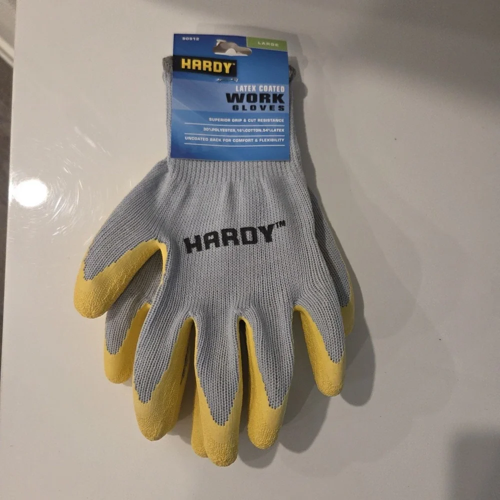 NEW HARDY Latex-Dipped Work Gloves, Large Work Gloves